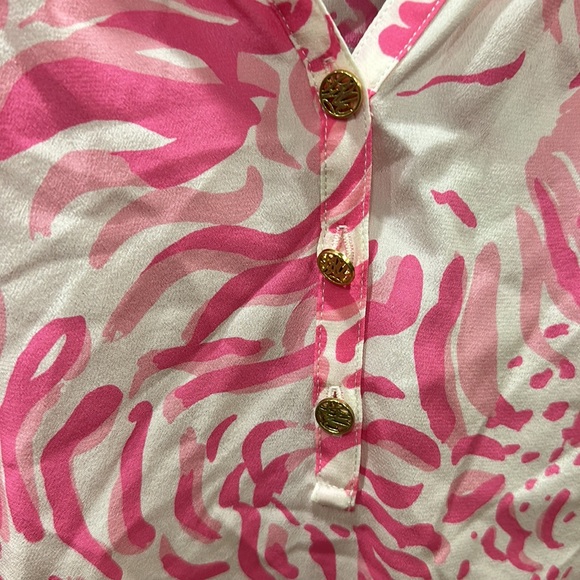 Lilly Pulitzer Silk Pink Elsa Get Spotted Blouse - Picture 4 of 6